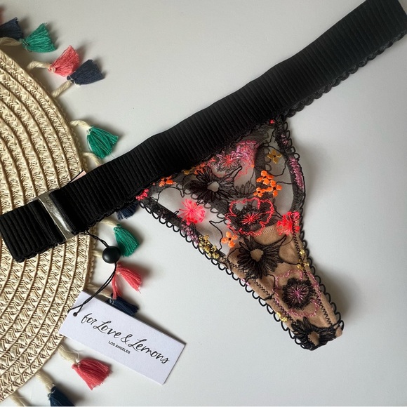 For Love & Lemons Sunrise Thong Panty Multicolor Small NEW - Picture 3 of 6